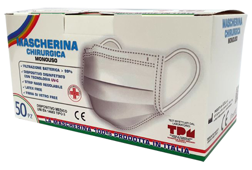 MASCHERINA CHIRURGICA GDA TIPO II TNT 3 STRATI 50 PEZZI - Farmacia Rossi2 - Farmacia Rossi 