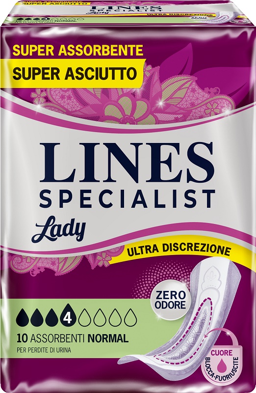 ASSORBENTI PER INCONTINENZA LINES SPECIALIST LADY NORMAL 10 PEZZI - Farmacia Rossi2 - Farmacia Rossi 