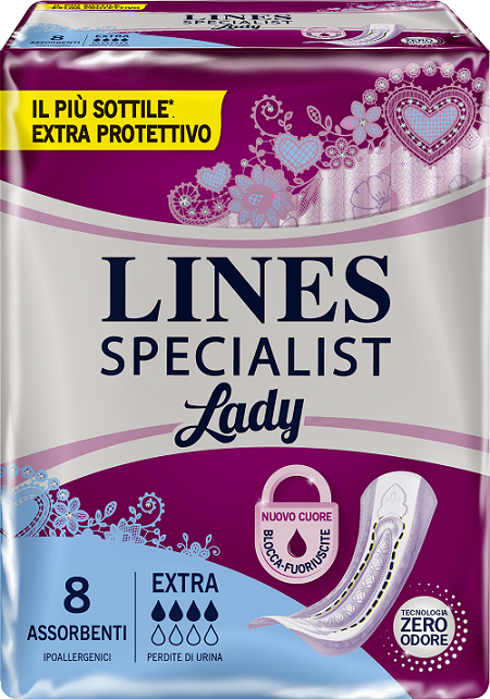 ASSORBENTI LINES SPECIALIST LADY EXTRA IPOALLERGENICI 8 PEZZI - Farmacia Rossi2 - Farmacia Rossi 
