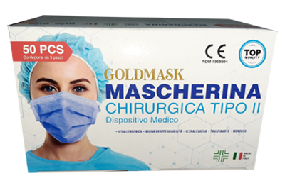 MASCHERINA CHIRURGICA GOLDMASK TIPO II 50 PEZZI - Farmacia Rossi2 - Farmacia Rossi 