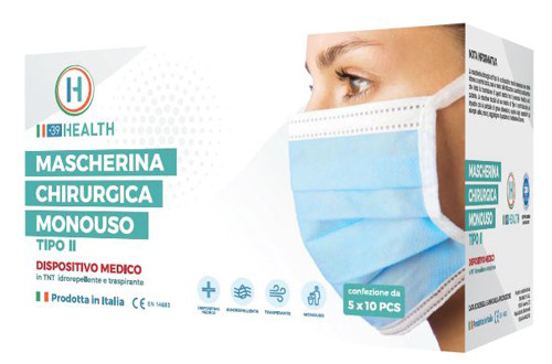 MASCHERINA CHIRURGICA MONOUSO TIPO II 50 PEZZI - Farmacia Rossi2 - Farmacia Rossi 