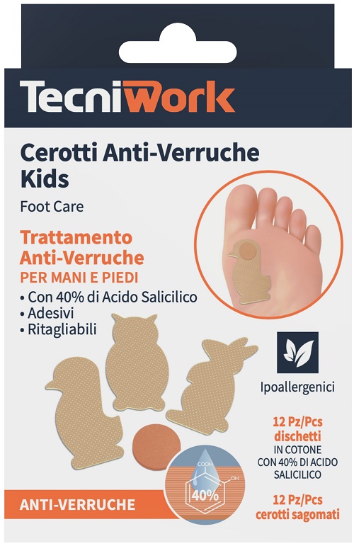 CEROTTO ANTI VERRUCHE BIMBI 12 PEZZI + 12 FIXING ANIMIALI TERRA COLORE BEIGE - Farmacia Rossi2 - Farmacia Rossi 