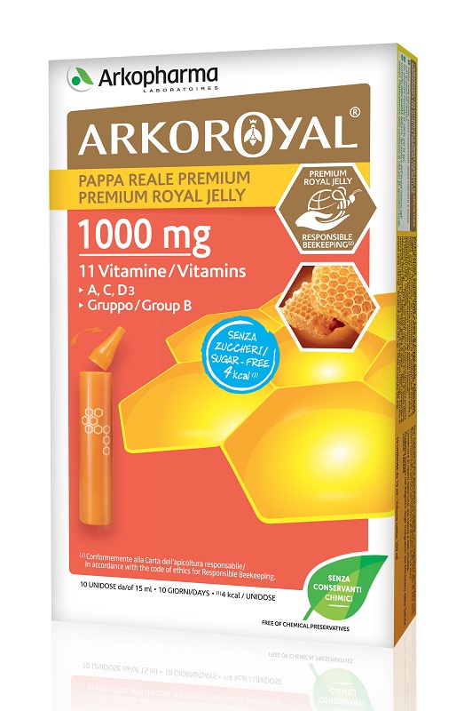 ARKOROYAL PAPPA REALE 1000 MG + VITAMINE SENZA ZUCCHERO 10 FIALE - Farmacia Rossi2 - Farmacia Rossi 
