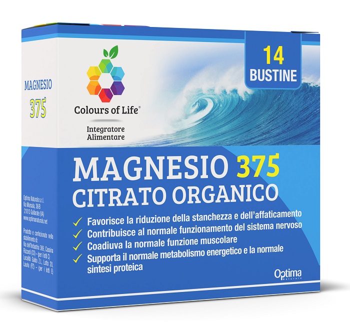 MAGNESIO 375 CITRATO ORGANICO 14 BUSTINE DA 4 G COLOURS OF LIFE - Farmacia Rossi2 - Farmacia Rossi 