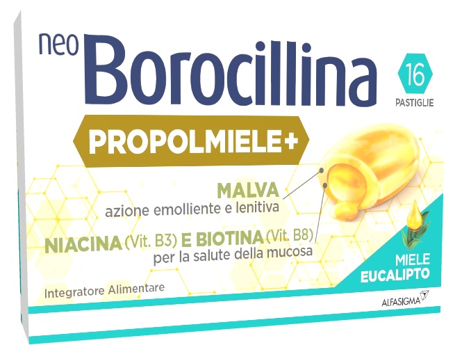 NEOBOROCILLINA PROPOLMIELE+ MIELE/EUCALIPTO 16 PASTIGLIE - Farmacia Rossi2 - Farmacia Rossi 