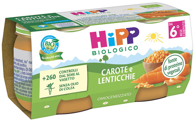 HIPP BIO OMOGENEIZZATO CAROTE/LENTICCHIE 2X80 G - Farmacia Rossi2 - Farmacia Rossi 