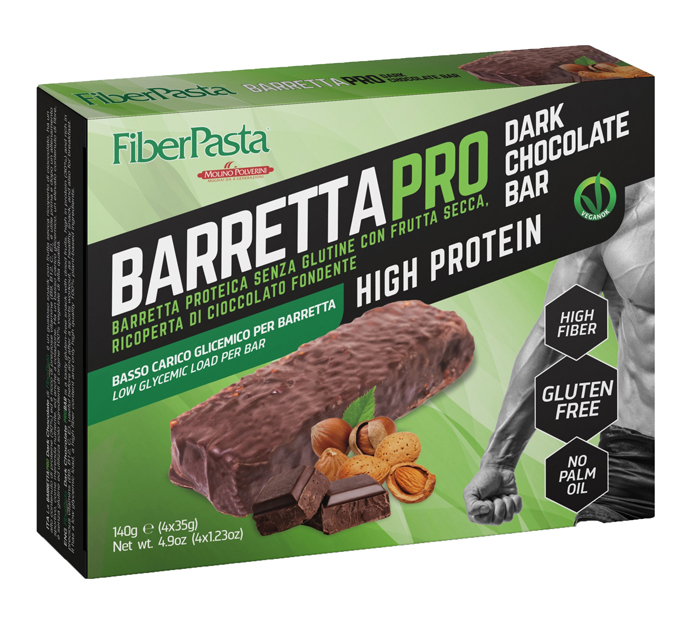 FIBERPASTA BARRETTA PROT DARK CHOCOLATE 4X35 G - Farmacia Rossi2 - Farmacia Rossi 