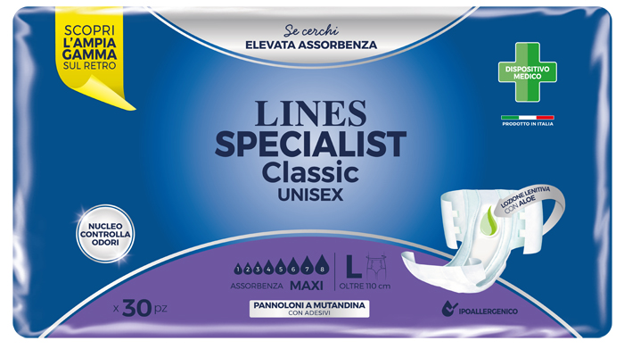 LINES SPECIALIST CLASSIC PANNOLONE MUTANDA MAXI LARGE 30 PEZZI - Farmacia Rossi2 - Farmacia Rossi 