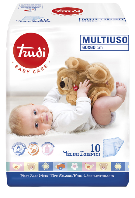 TRUDI BABY CARE TELINI MULTIUSO 60X60 CM 10 PEZZI - Farmacia Rossi2 - Farmacia Rossi 