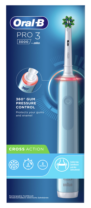 ORALB PRO3 BLUE CROSSACTION SPAZZOLINO ELETTRICO - Farmacia Rossi2 - Farmacia Rossi 