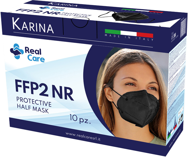KARINA SEMIMASCHERA FILTRANTE ANTIPOLVERE MONOUSO FFP2 NERO 10 PEZZI - Farmacia Rossi2 - Farmacia Rossi 