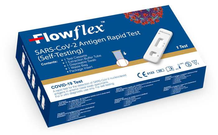 TEST ANTIGENICO RAPIDO COVID-19 FLOWFLEX AUTODIAGNOSTICO DETERMINAZIONE QUALITATIVA ANTIGENI SARS-COV-2 IN TAMPONI NASALI MEDIANTE IMMUNOCROMATOGRAFIA PROVETTA CON ALLUMINIO - Farmacia Rossi2 - Farmacia Rossi 