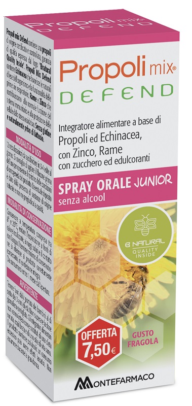 PROPOLI MIX DEFEND SPRAY ORALE JUNIOR ANALCOLICO 30 ML GUSTO FRAGOLA - Farmacia Rossi2 - Farmacia Rossi 
