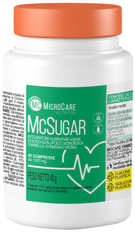 MICROCARE NUTRITION MC SUGAR 40 COMPRESSE DA 1200 MG - Farmacia Rossi2 - Farmacia Rossi 
