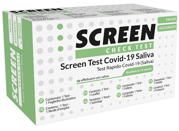 TEST ANTIGENICO RAPIDO COVID-19 SCREEN AUTODIAGNOSTICO DETERMINAZIONE QUALITATIVA ANTIGENI SARS-COV-2 IN CAMPIONI SALIVARI MEDIANTE IMMUNOCROMATOGRAFIA - Farmacia Rossi2 - Farmacia Rossi 