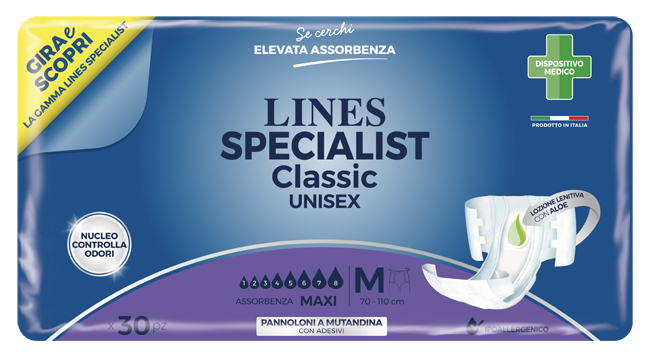 PANNOLONE A MUTANDINA LINES SPECIALIST CLASSIC MAXI MISURA MEDIA 30 PEZZI - Farmacia Rossi2 - Farmacia Rossi 