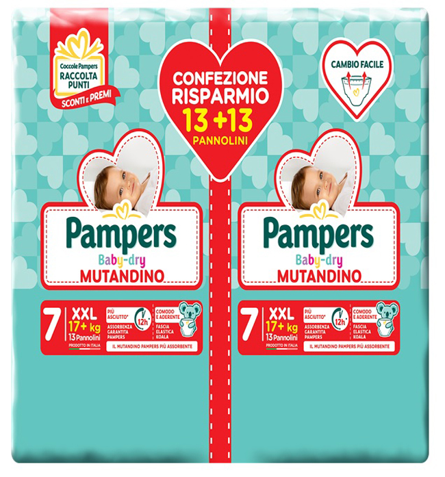 PAMPERS BABY DRY MUTANDINA DUO DOWNCOUNT XXL 26 PEZZI - Farmacia Rossi2 - Farmacia Rossi 