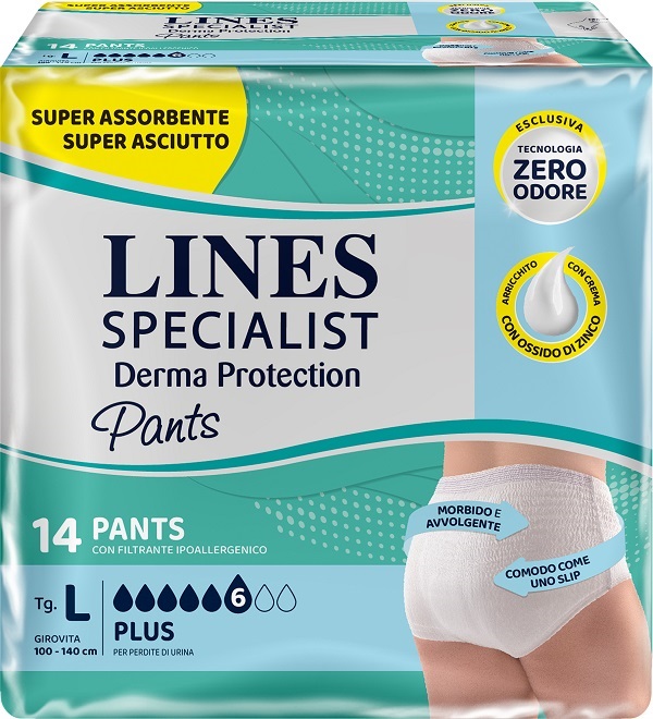 PANNOLONE PER INCONTINENZA LINES SPECIALIST DERMA PANTS PLUS L 14 PEZZI - Farmacia Rossi2 - Farmacia Rossi 