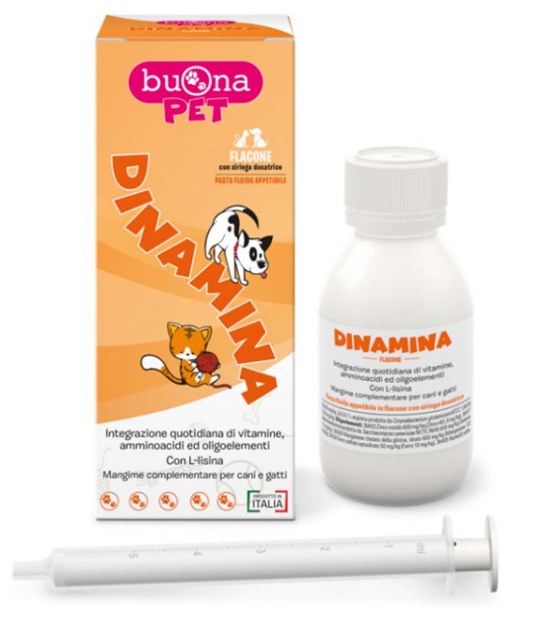 DINAMINA MANGIME COMPLEMENTARE CANI GATTI FLACONE CON SIRINGA DOSATRICE IN PASTA 60 G BUONAPET - Farmacia Rossi2 - Farmacia Rossi 
