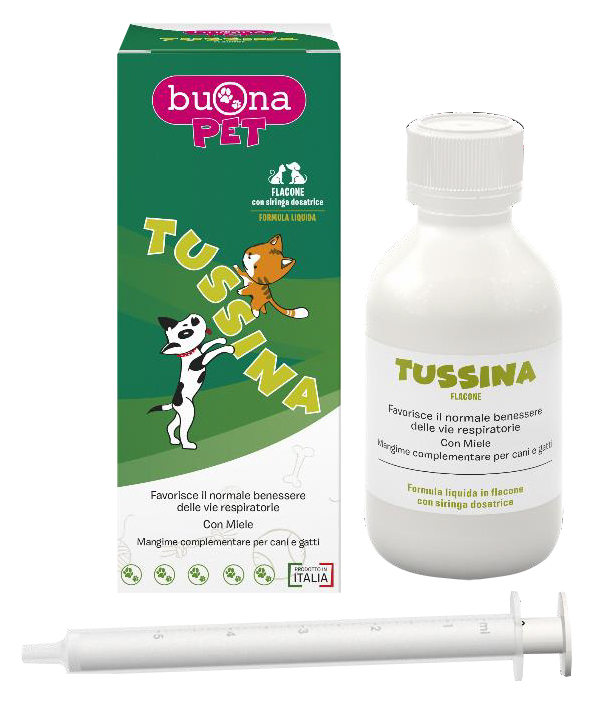 TUSSINA FLACONE MANGIME COMPLEMENTARE CANI GATTI CON SIRINGA DOSATRICE FORMA LIQUIDA 100 G BUONAPET - Farmacia Rossi2 - Farmacia Rossi 