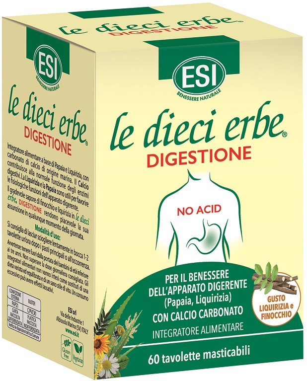 ESI LE DIECI ERBE DIGESTIONE NO ACID 60 TAVOLETTE MASTICABILI - Farmacia Rossi2 - Farmacia Rossi 
