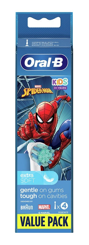ORALB KIDS SPIDERMAN TESTINE PER SPAZZOLINO ELETTRICO 4 PEZZI - Farmacia Rossi2 - Farmacia Rossi 