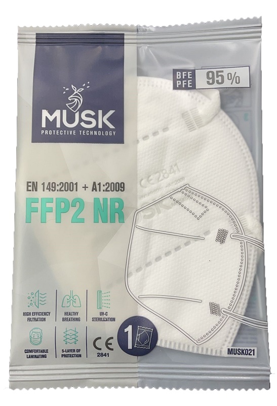 MUSK MASCHERINA FFP2 MUSK021 WHITE 10 PEZZI - Farmacia Rossi2 - Farmacia Rossi 