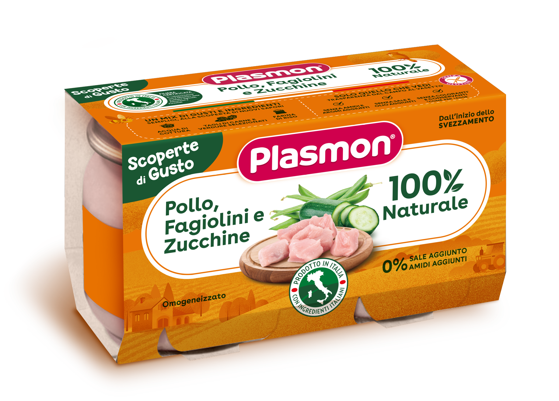 PLASMON OMOGENEIZZATI POLLO FAGIOLINI ZUCCHINE 2 PEZZI DA 120 G - Farmacia Rossi2 - Farmacia Rossi 
