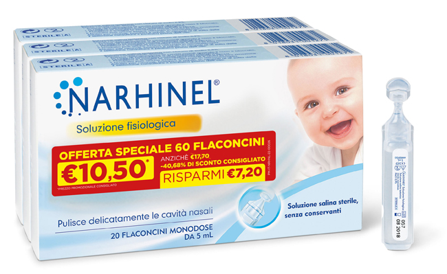 SOLUZIONE FISIOLOGICA NARHINEL 3 PACK PROMO 2022 DA 20 FLACONCINI DA 5 ML - Farmacia Rossi2 - Farmacia Rossi 