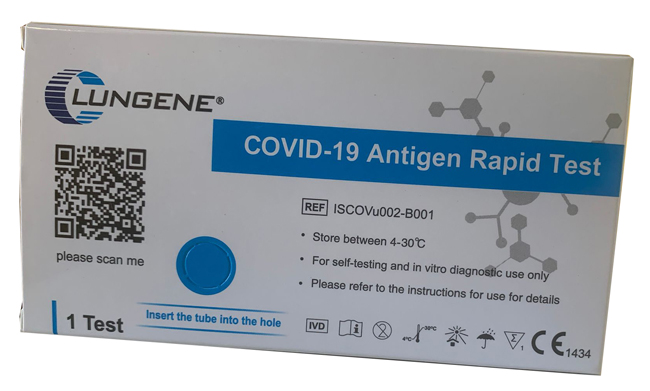 TEST ANTIGENICO RAPIDO COVID-19 CLUNGENE AUTODIAGNOSTICO DETERMINAZIONE QUALITATIVA ANTGENI SARS-COV-2 IN TAMPONI NASALI MEDIANTE IMMUNOCROMATOGRAFIA - Farmacia Rossi2 - Farmacia Rossi 