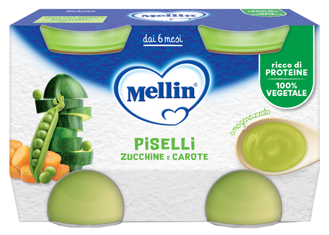 MELLIN OMOGENEIZZATO PISELLI E CAROTE 2 PEZZI DA 130 G - Farmacia Rossi2 - Farmacia Rossi 