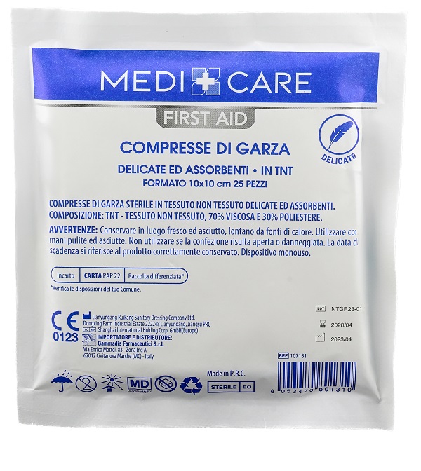GARZA MEDICARE TNT 10X10 CM 25 PEZZI - Farmacia Rossi2 - Farmacia Rossi 