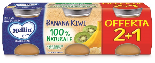 MELLIN OMOGENEIZZATO BANANA KIWI 3 PEZZI DA 100 G - Farmacia Rossi2 - Farmacia Rossi 