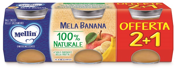 MELLIN OMOGENEIZZATO MELA BANANA 3 PEZZI DA 100 G - Farmacia Rossi2 - Farmacia Rossi 